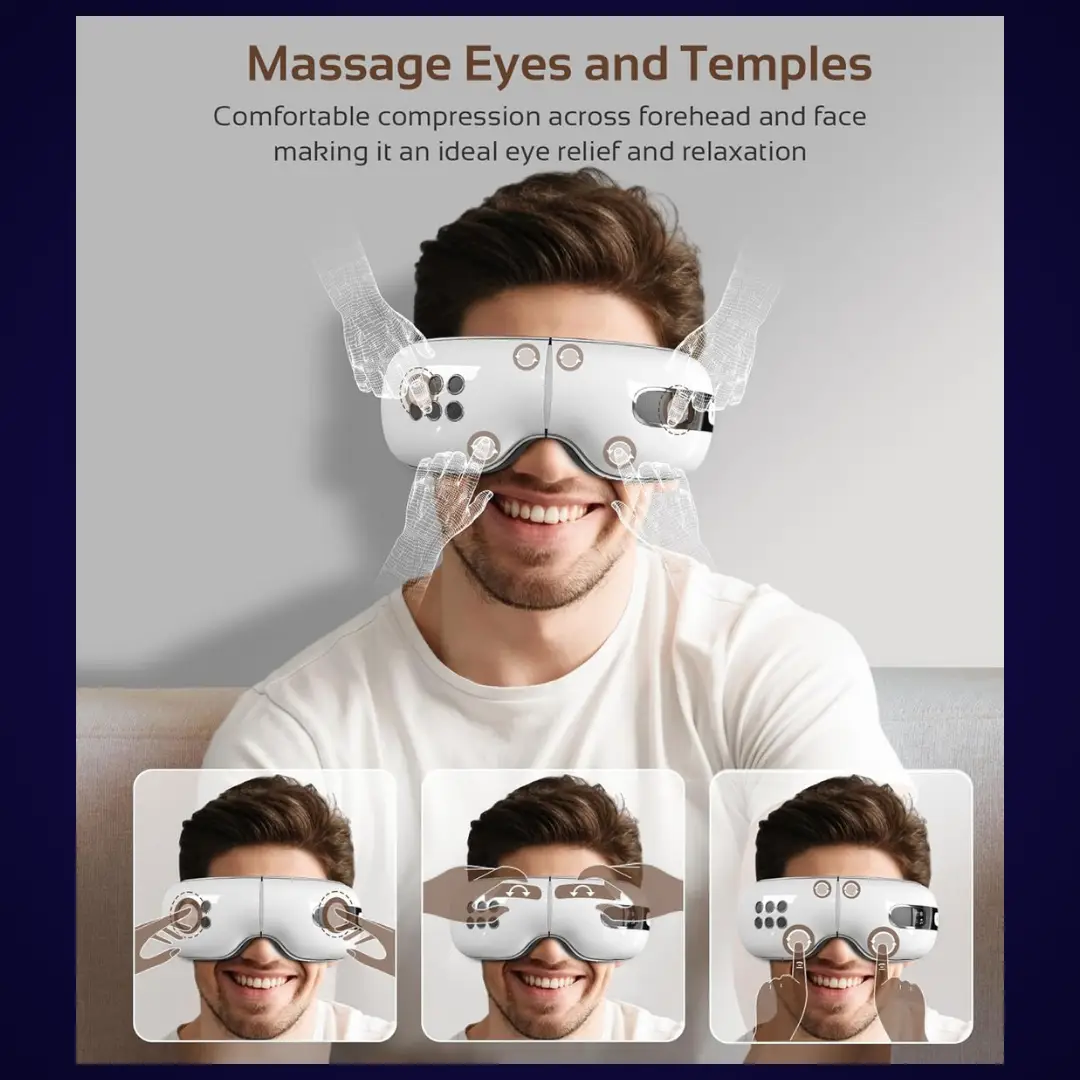 Eye massager with heat and cooling for daily eye comfort and relaxation